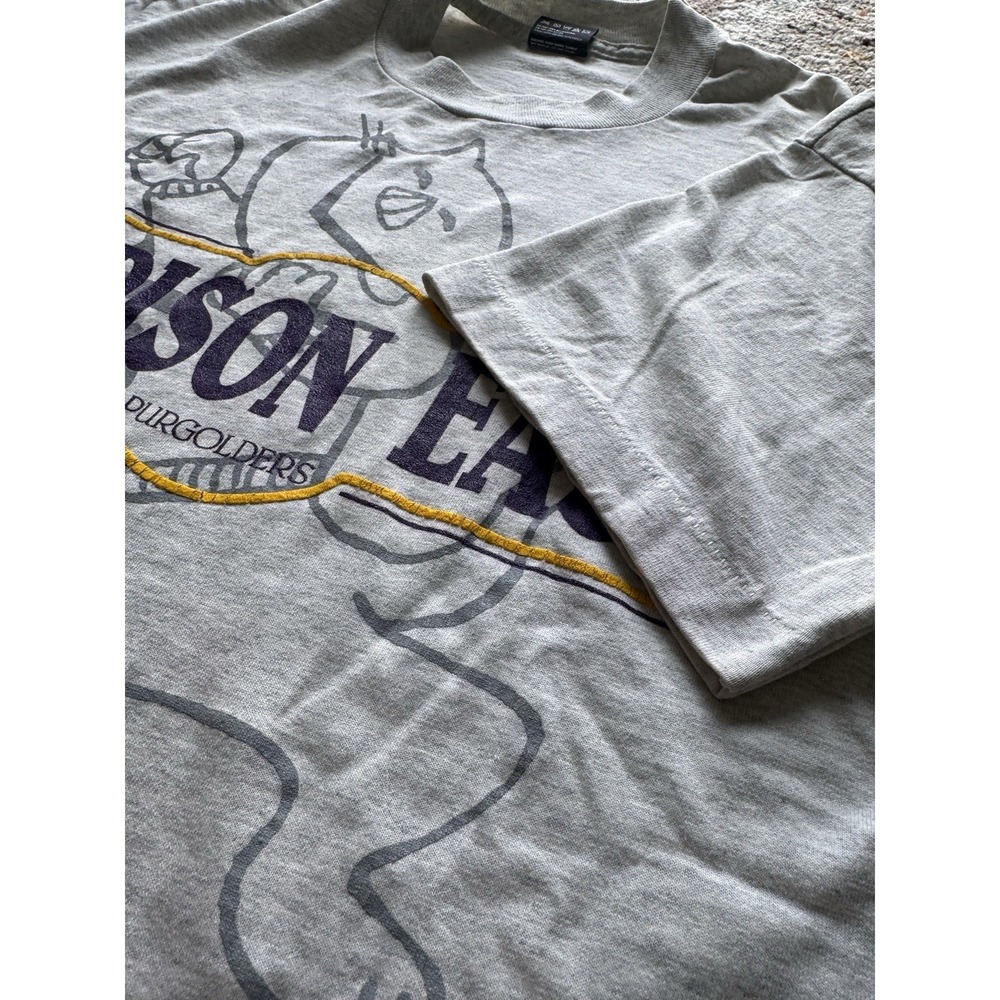 Vintage 90s Madison East Purgolders Mascot Heather Grey T-Shirt Size L - Picture 5 of 6